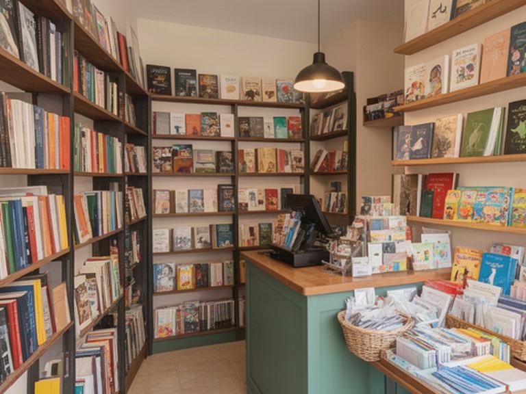 Interior de una librería de barrio en Castilleja de la Cuesta, con estanterías de novelas y libros infantiles junto al mostrador